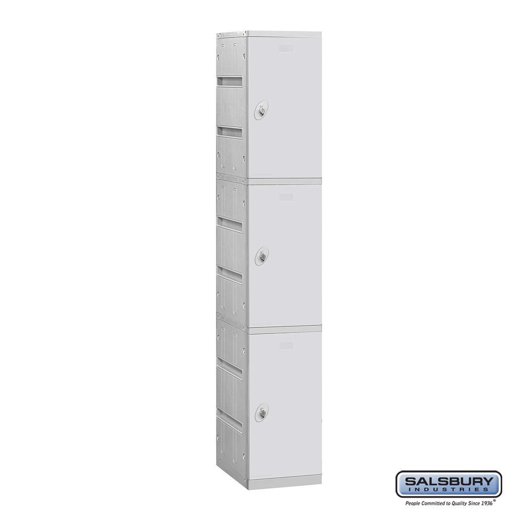 12" Wide Triple Tier Plastic Locker - 1 Wide - 6 Feet High - 18 Inches Deep - Gray - Assembled