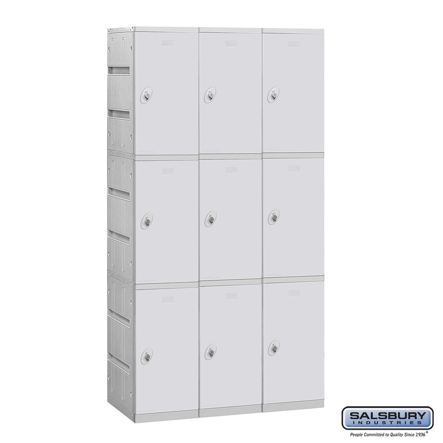12" Wide Triple Tier Plastic Locker - 3 Wide - 6 Feet High - 18 Inches Deep - Gray - Assembled