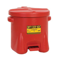 Thumbnail for Eagle 10-Gallon Red Safety Poly Oily Waste Can - Model 935-FL