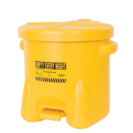 Eagle 10-Gallon Yellow Safety Poly Oily Waste Can - Model 935-FLY