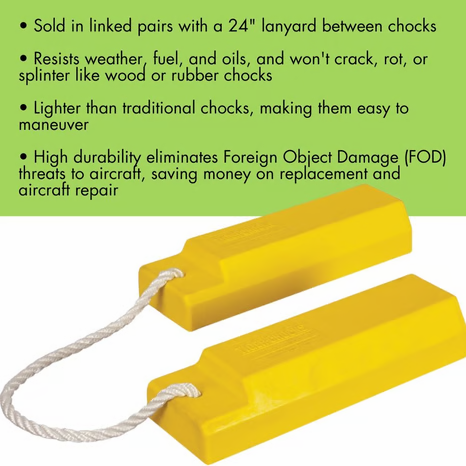 Pair Aviation Chock 12" Yellow - Model AC3512-P