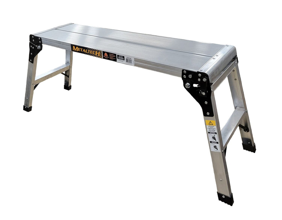 Aluminum Folding Step Platform 12 In. x 39 In. 500 Lb. Capacity Silver