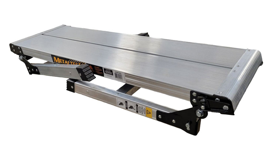 Aluminum Folding Step Platform 12 In. x 39 In. 500 Lb. Capacity Silver