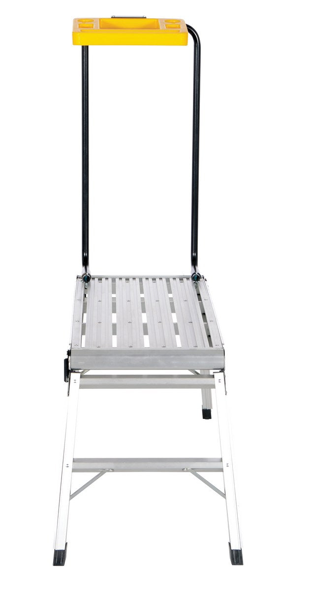 Aluminum Folding Step Platform with Tray 15 In. x 35 In. 250 Lb. Capacity Silver
