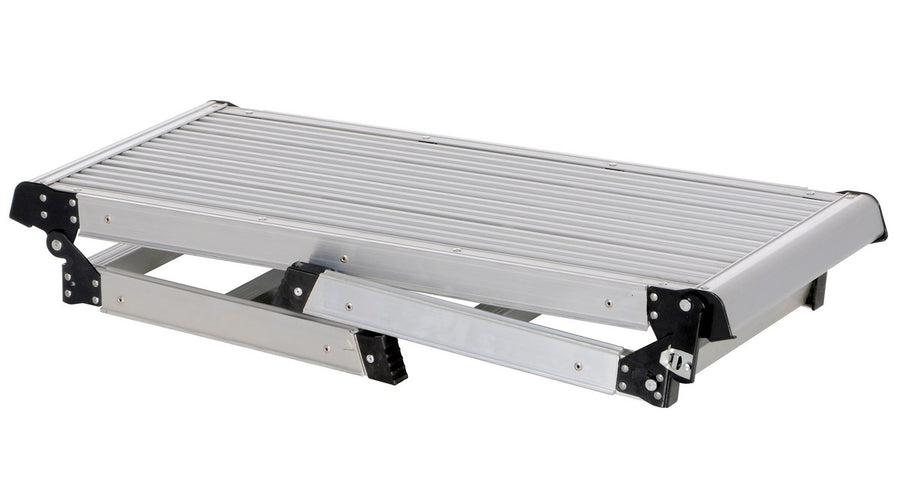 Aluminum Folding Step Platform 15 In. x 35 In. 250 Lb. Capacity Silver