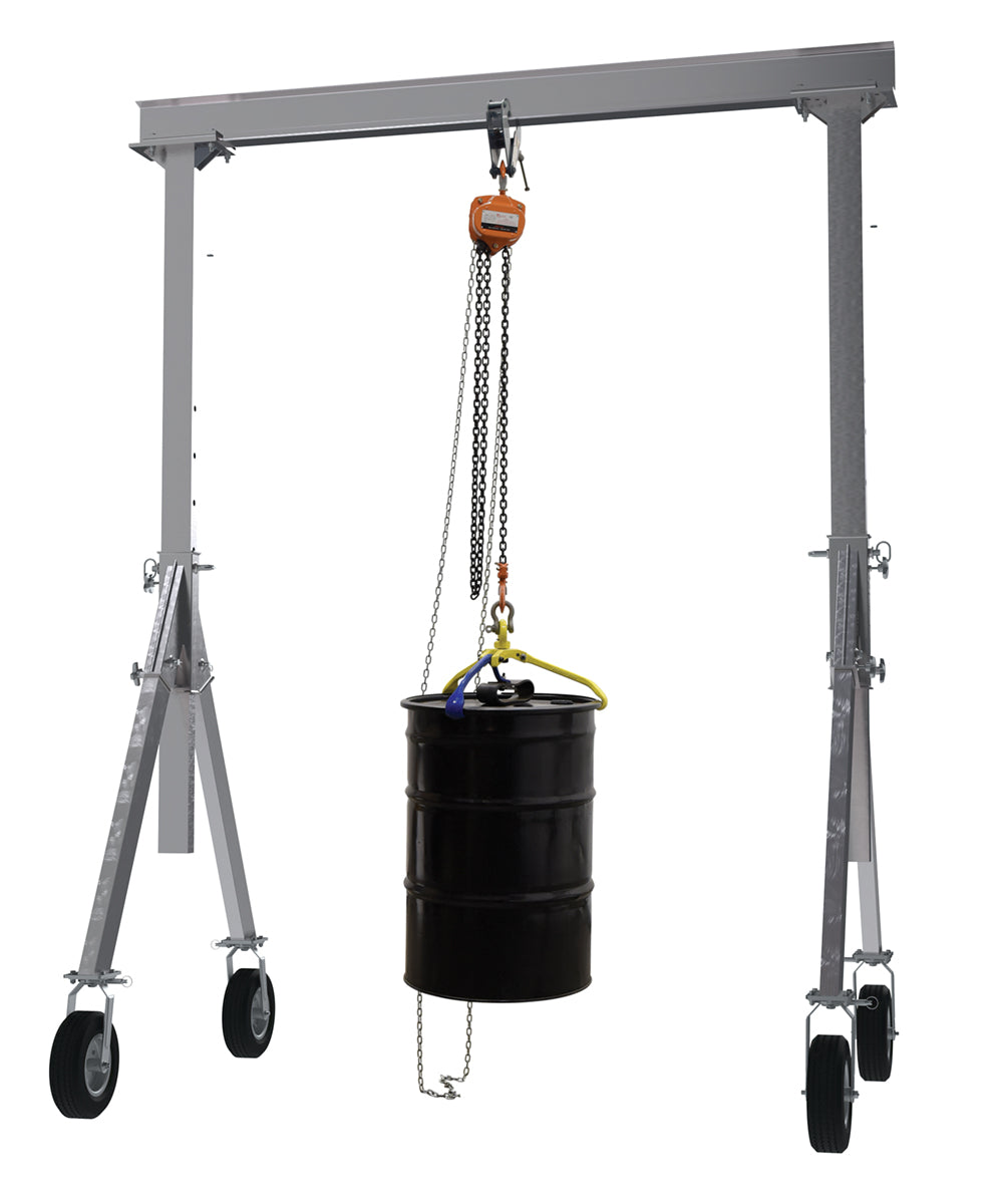 Adjustable Height Aluminum Gantry Crane w/ 10' Beam Height