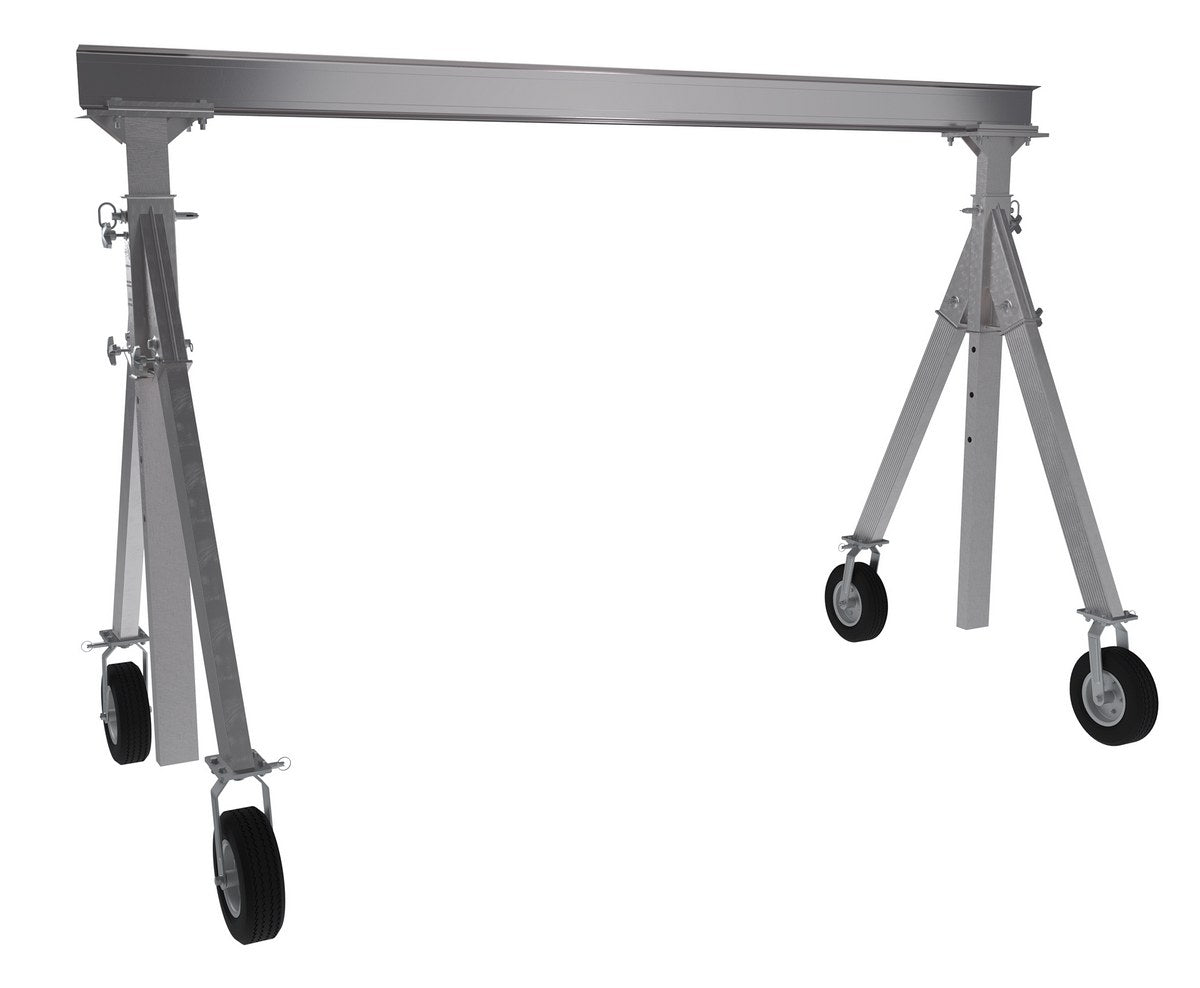 Adjustable Height Aluminum Gantry Crane w/ 15' Beam Height & 72" to 102" Range