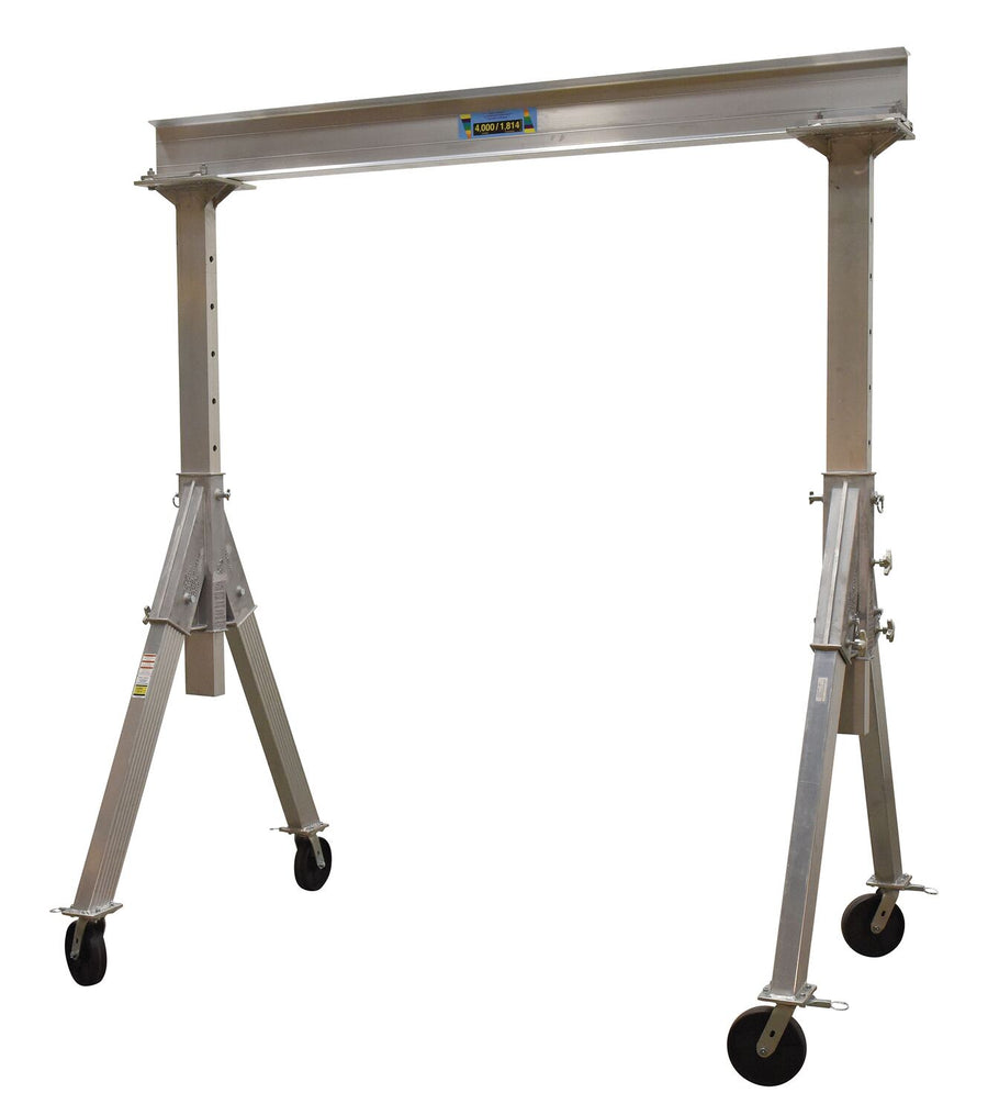 Adjustable 4,000 Cap Aluminum Gantry Crane w/ Length/Height: 10'/6" & I-Beam Range: 5'8" to 8'2"