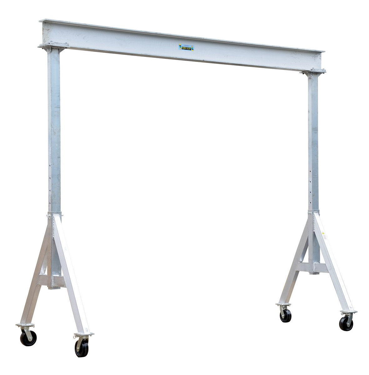Adjustable 6,000 Cap Aluminum Gantry Crane w/ Length/Height: 12'/8" & I-Beam Range: 7'8" to 10'2"