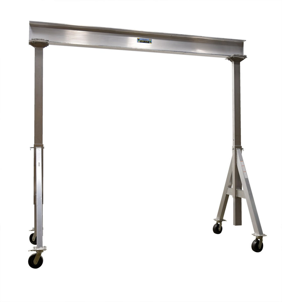 Adjustable 6,000 Cap Aluminum Gantry Crane w/ Length/Height: 12'/8" & I-Beam Range: 9'6" to 12'