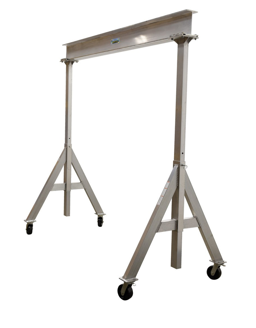 Adjustable 6,000 Cap Aluminum Gantry Crane w/ Length/Height: 12'/8" & I-Beam Range: 9'6" to 12'