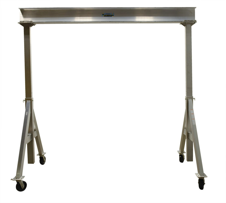 Adjustable 6,000 Cap Aluminum Gantry Crane w/ Length/Height: 12'/8" & I-Beam Range: 9'6" to 12'