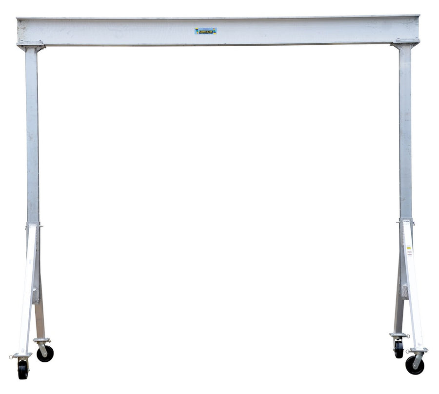 Adjustable 6,000 Cap Aluminum Gantry Crane w/ Length/Height: 15'/8" & I-Beam Range: 9'6" to 12'"
