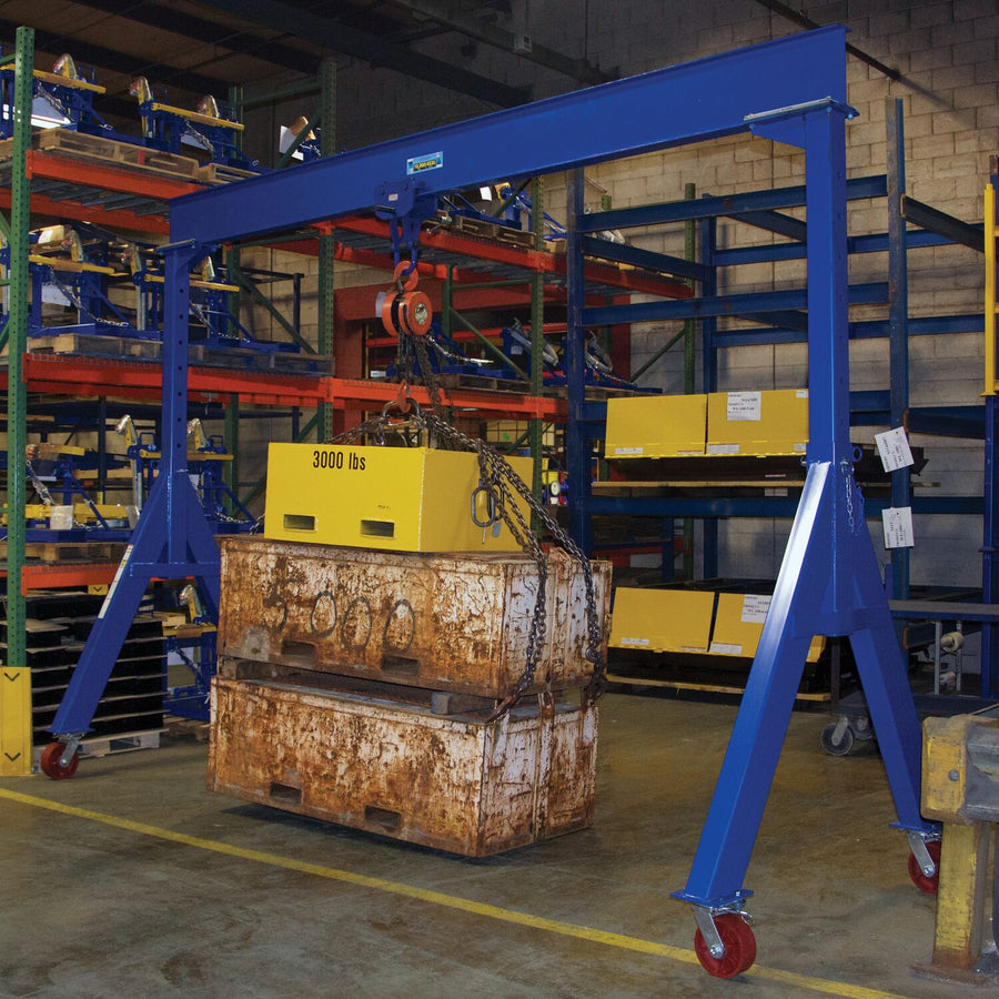 Adjustable 10,000 Cap Steel Gantry Crane w/ Length/Height: 15'/12" & I-Beam Range: 6'6" to 10'
