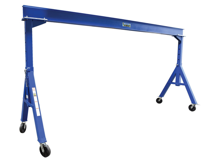 Adjustable 4,000 Cap Steel Gantry Crane w/ Length/Height: 20'/10" & I-Beam Range: 7'6" to 12'