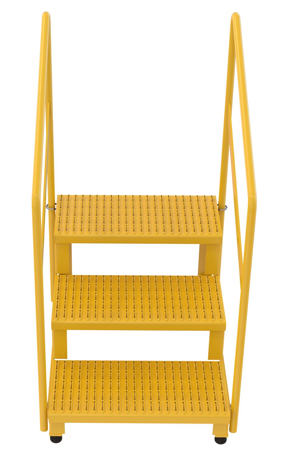 Steel Adjustable Step Stand 24 inches Wide 3-Step with Handrails 500 Lbs. Capacity Yellow