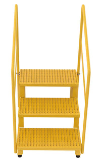 Thumbnail for Steel Adjustable Step Stand 24 inches Wide 3-Step with Handrails 500 Lbs. Capacity Yellow