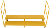 Thumbnail for Steel Adjustable Step Stand 72 inch Wide 2-Step with Handrails 500 Lb. Capacity Yellow