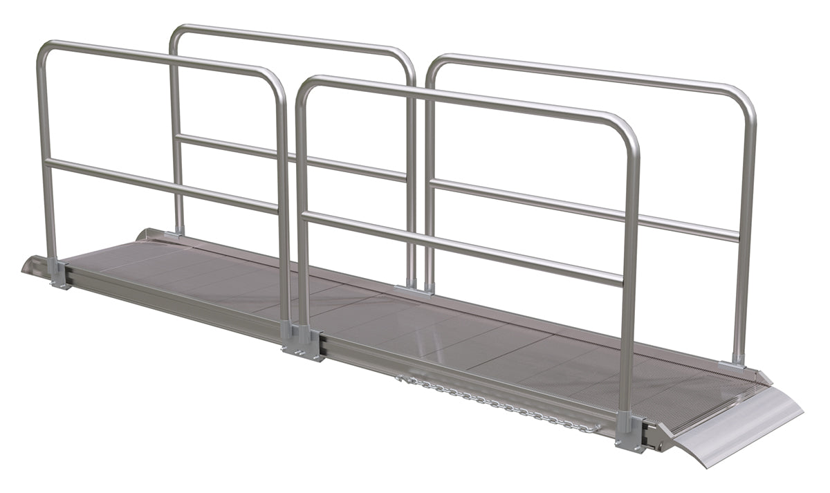 ALUM WALK RAMP W/RAIL OVERLAP 144 X 28IN