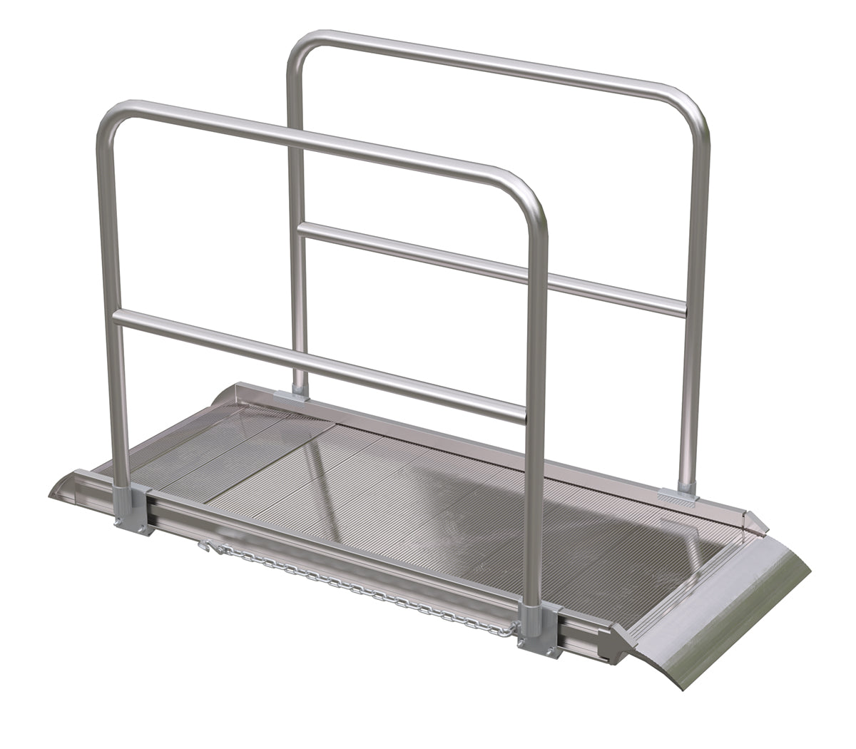 ALUM WALK RAMP W/RAIL OVERLAP 72 X 28 IN