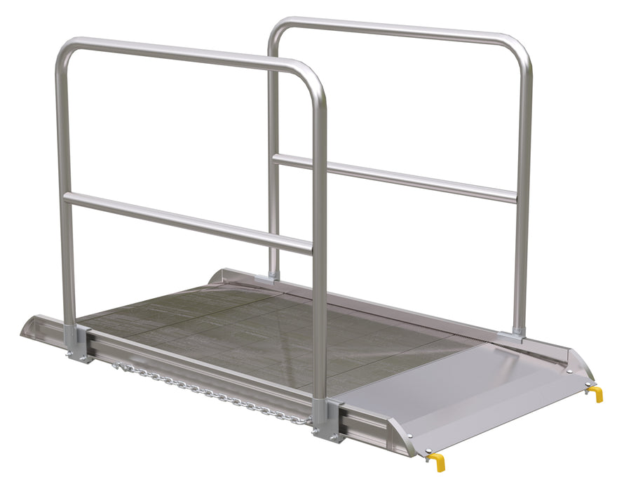 ALUM WALK RAMP W/RAIL HOOK 72 X 38 IN