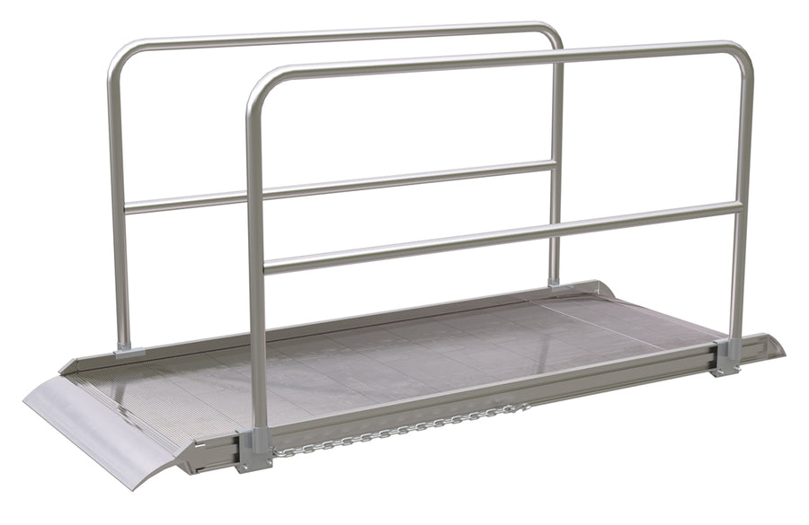 ALUM WALK RAMP W/RAIL OVERLAP 96 X 38 IN