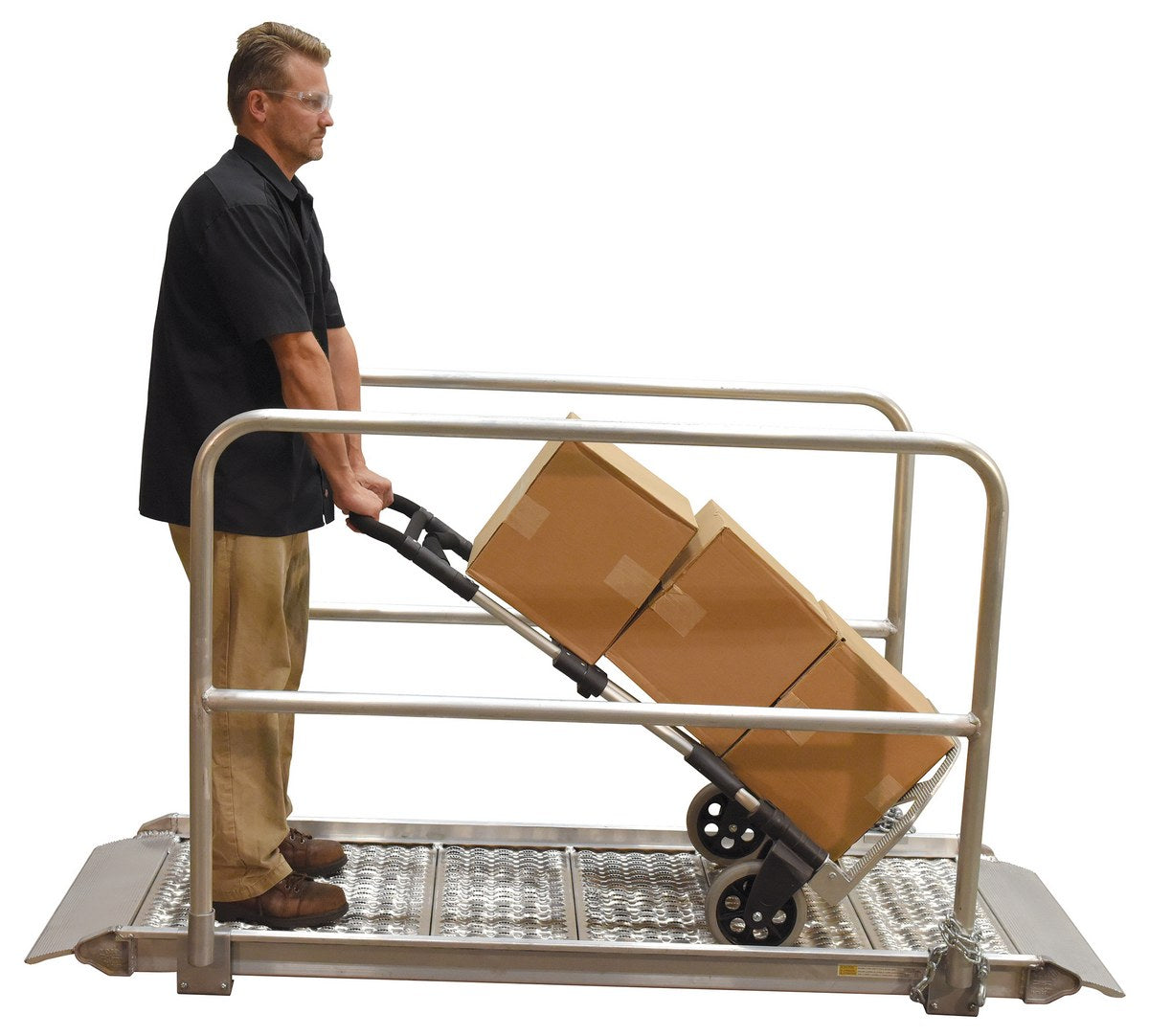ALUM GRIP  WALK RAMP W/RAIL 29.38 X 85