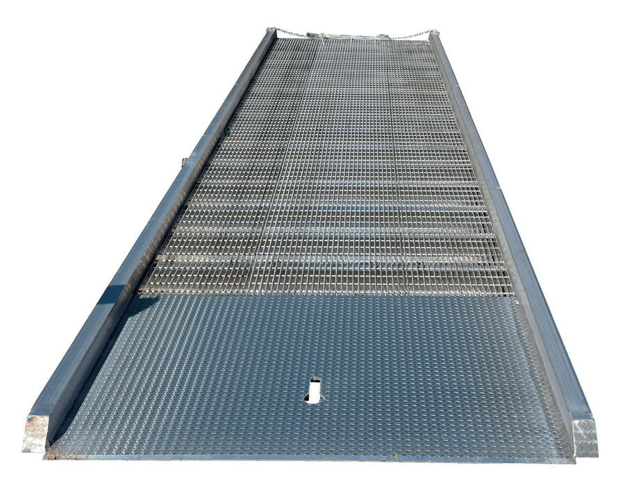 84"W x 30'L Aluminum Yard Ramp w/ Aluminum Grating - 16,000-lbs Capacity