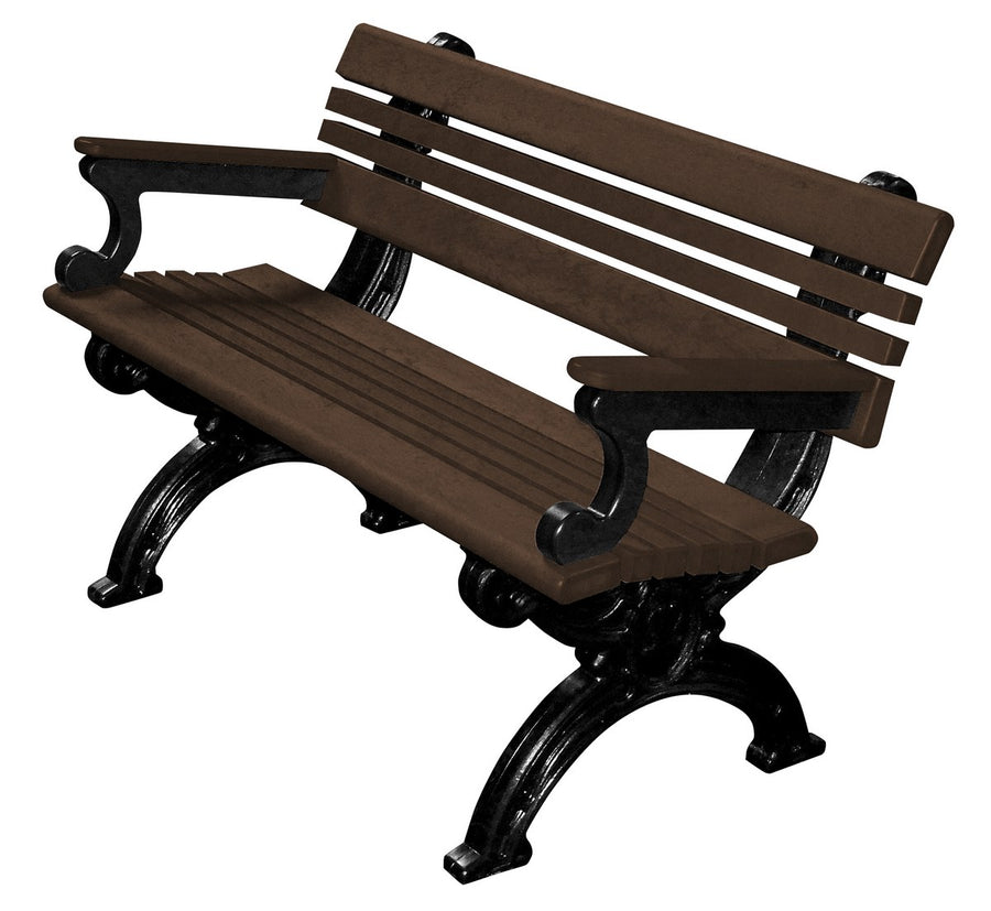 BENCH CAMBRIDGE WITH ARMS 48 BK FRAME BR