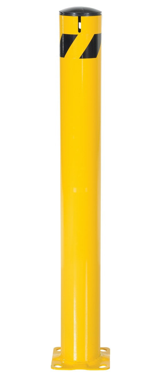 48"H x 5.5"D Steel Pipe Bollard with Chain Slots & Rubber Cap