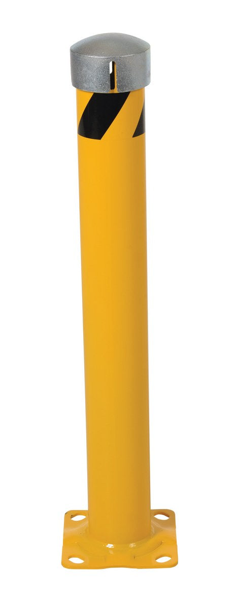 36"H x 4.5"D Steel Pipe Bollard with Chain Slots & Steel Cap