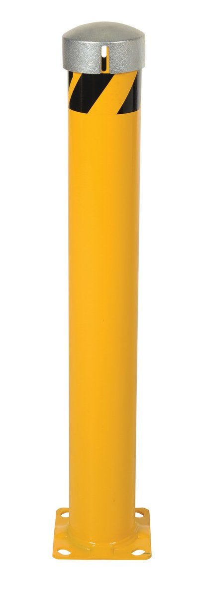 42"H x 5.5"D Steel Pipe Bollard with Chain Slots & Steel Cap