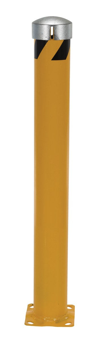 48"H x 5.5"D Steel Pipe Bollard with Chain Slots & Steel Cap