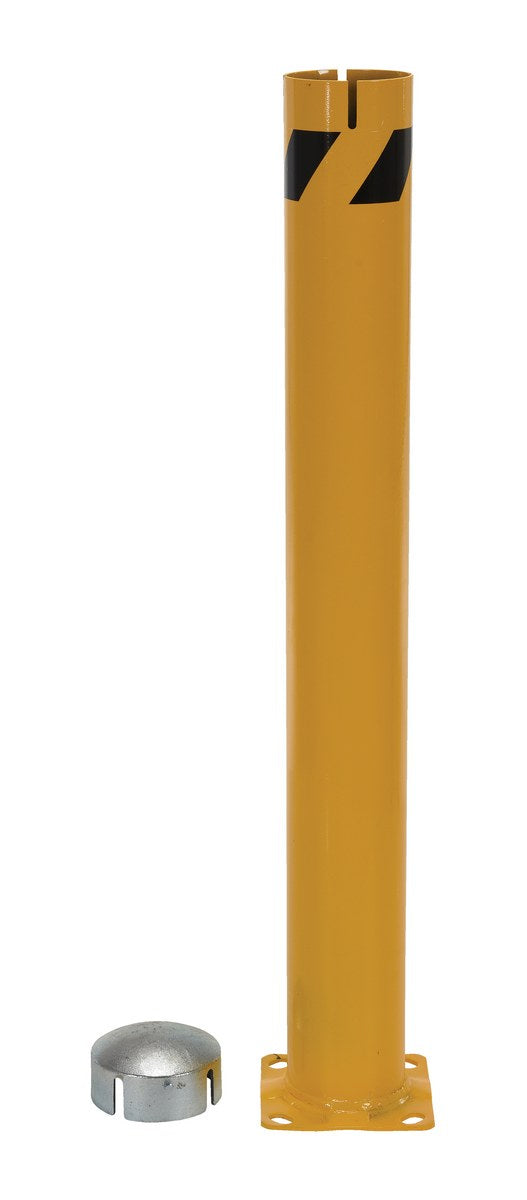 48"H x 5.5"D Steel Pipe Bollard with Chain Slots & Steel Cap