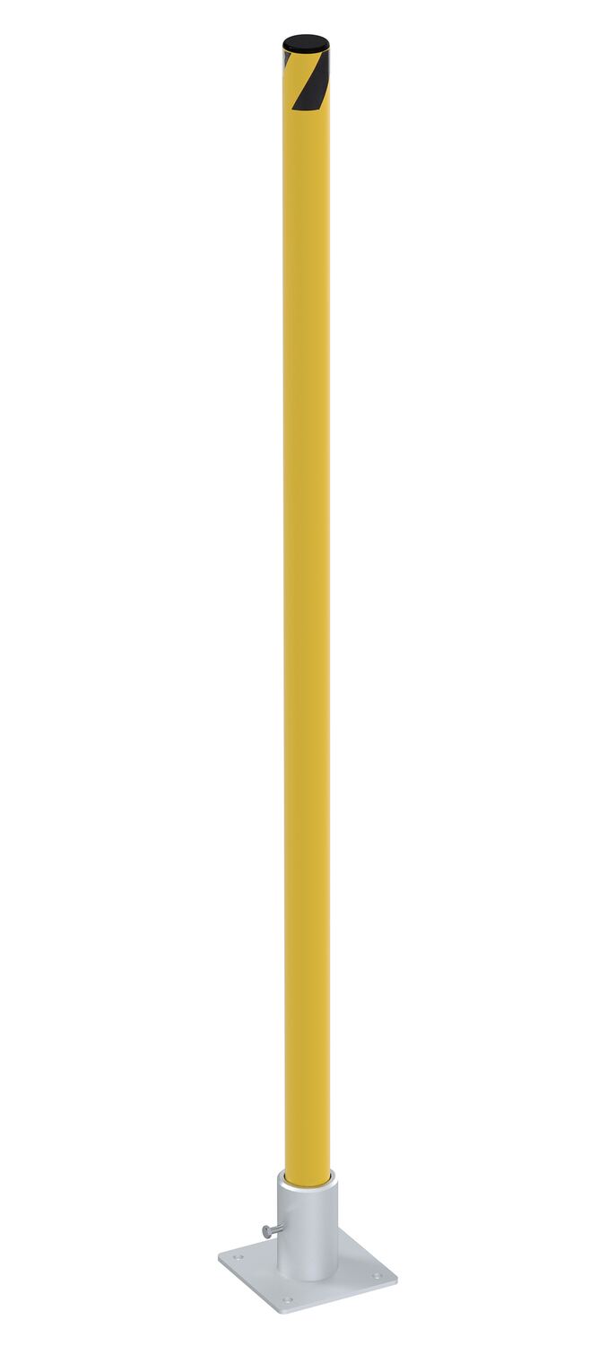 Steel Removable Pipe Safety Bollard 48 In x1-3/4 In Yellow