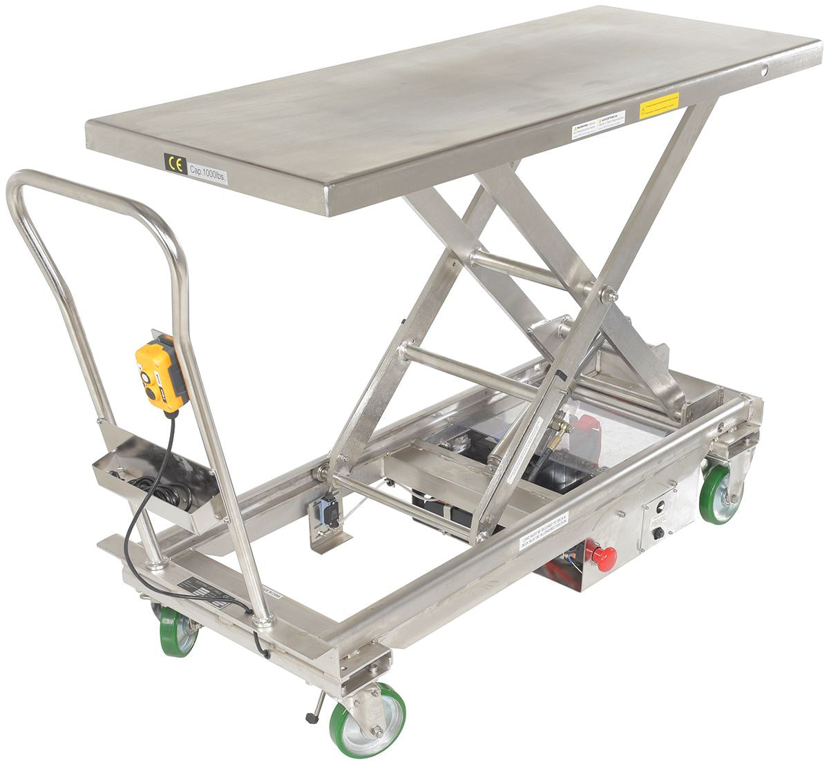 Stainless Steel12V DC Long Deck Cart 1000 Lb. Capacity Silver