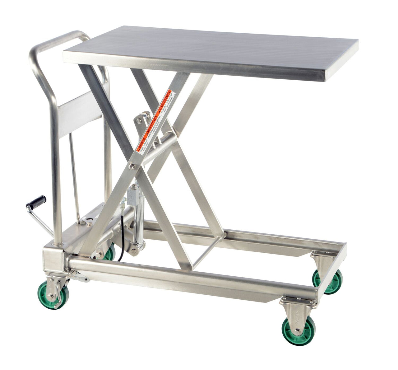 Stainless Steel Hydraulic Cart 19-1/2 In. x 31-1/2 In. 550 Lb. Capacity Silver