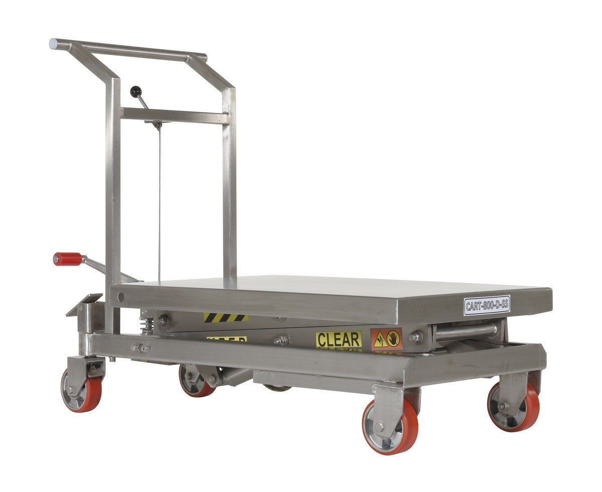 Stainless Steel Scissor Carts 23-5/8 In. x 35-1/2 In. 800 Lb. Capacity Silver