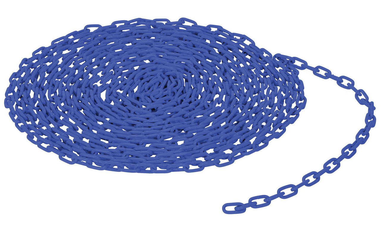 Steel Bollard Safety Chain 10 Foot 3/16 In. Thickness Blue