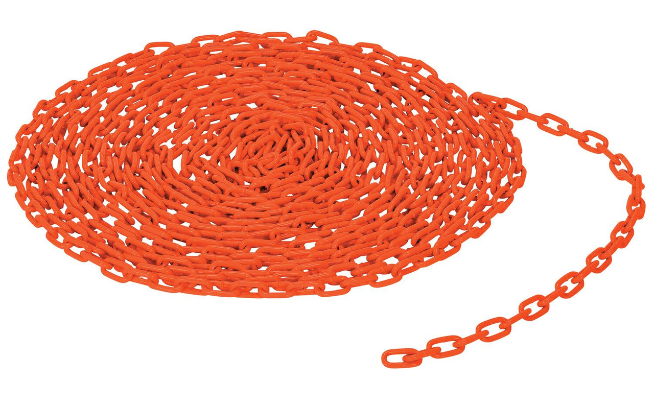 Steel Bollard Safety Chain 10 Foot 3/16 In. Thickness Orange