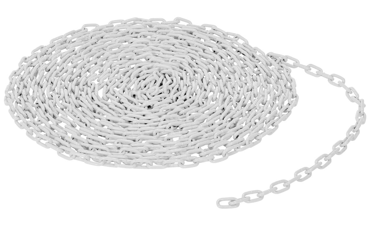 Steel Bollard Safety Chain 10 Foot 3/16 In. Thickness White