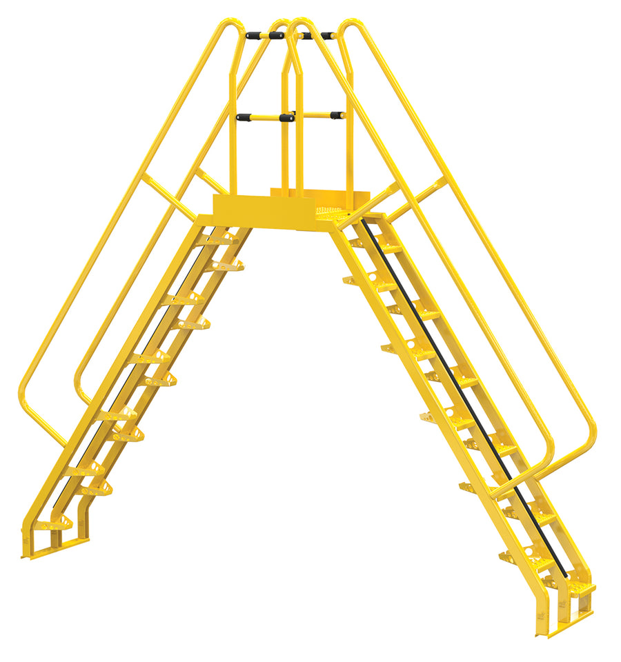 Alternating 12 Step Cross-Over Ladder w/ 56 Degree Step Angle & 20" Clear Span