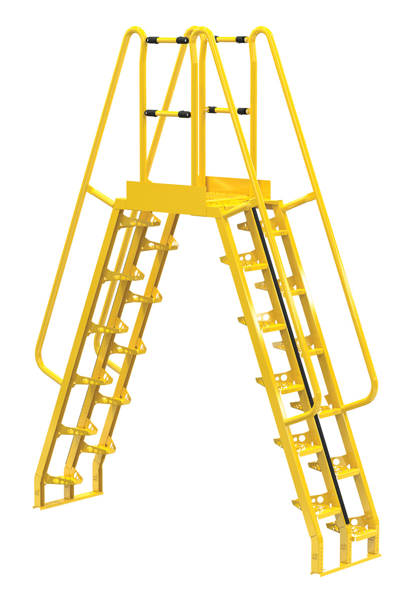 Alternating 12 Step Cross-Over Ladder w/ 68 Degree Step Angle & 20" Clear Span