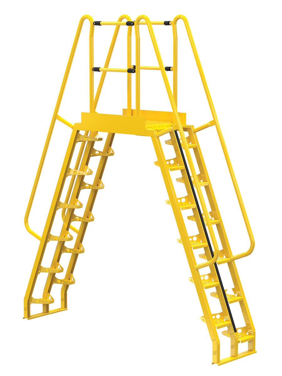 Alternating 12 Step Cross-Over Ladder w/ 68 Degree Step Angle & 32" Clear Span