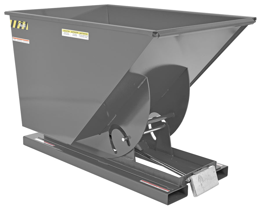 1 CuYd 70 Degree Heavy Duty Self Dumping Hopper w/ Bumper Release - Gray