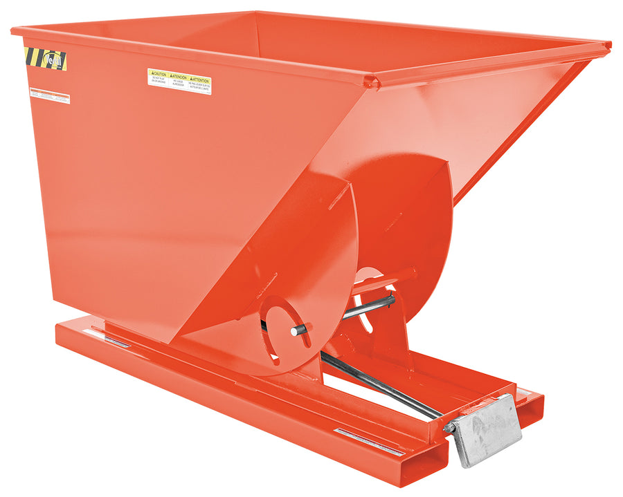 1 CuYd 70 Degree Heavy Duty Self Dumping Hopper w/ Bumper Release - Orange