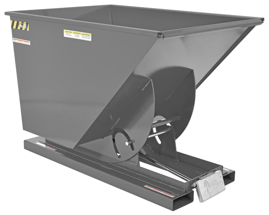 1 CuYd 70 Degree Light Duty Self Dumping Hopper w/ Bumper Release - Gray