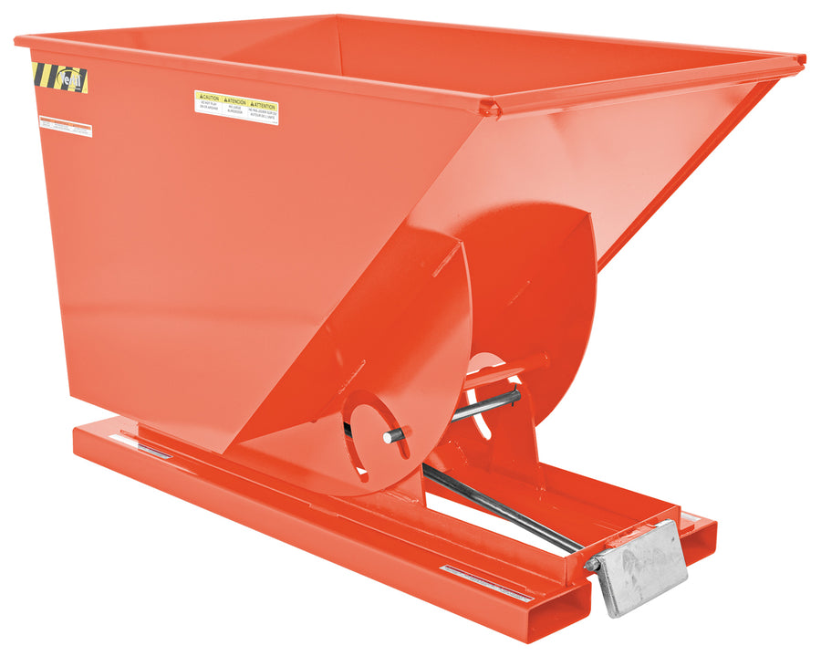 1 CuYd 70 Degree Medium Duty Self Dumping Hopper w/ Bumper Release - Orange