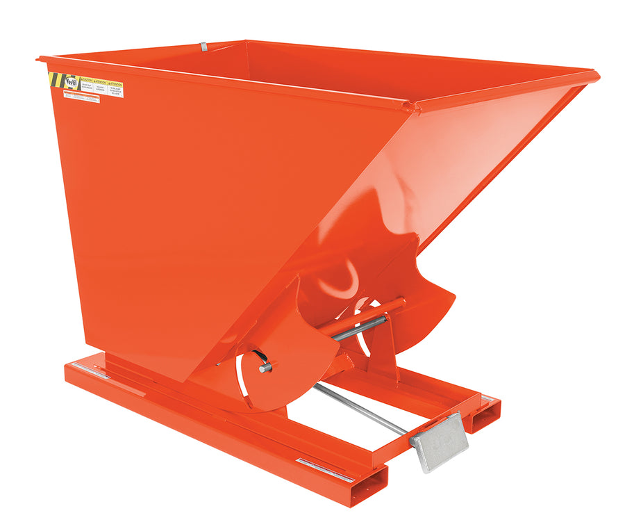 1-1/2 CuYd 70 Degree Heavy Duty Self Dumping Hopper w/ Bumper Release - Orange