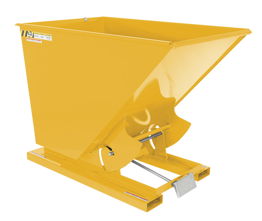 1-1/2 CuYd 70 Degree Heavy Duty Self Dumping Hopper w/ Bumper Release - Yellow
